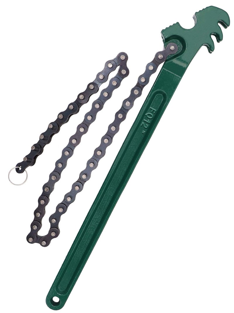 Taxutor 12 inch HeavyDuty Adjustable Ratcheting Chain Wrench Adjustable Oil Filter Pipe Wrench Chain Style MultiPurpose Remover Tool